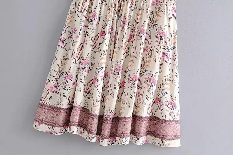 Женское мини платье с цветочным принтом милое пляжное в этническом стиле