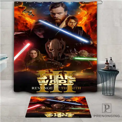 Shower Curtain Пользовательское изображение Звездных Войн(1) водонепроницаемый занавеска для душа коврик для дома ванной комнаты полиэфирная ткань разные размеры#-1-06-20 - Цвет: Shower Curtain