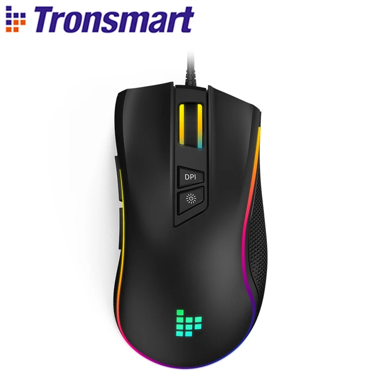 Tronsmart TG007 Проводная игровая мышь, геймерская компьютерная мышь с 16,8 миллионов RGB, 9 программируемых кнопок, 7200 точек/дюйм и снайперская кнопка