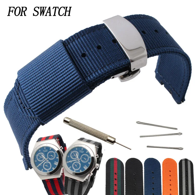 Ремешок нейлоновый в полоску для спортивных часов SWATCH YGS / YAS YLS YCS SUO|nylon strap|sport