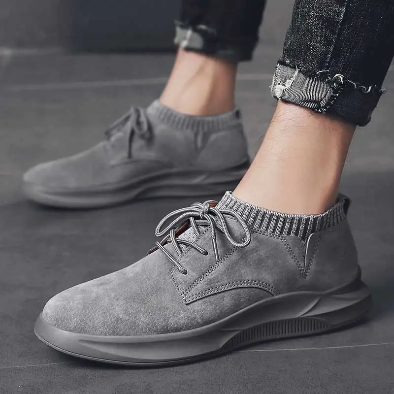Gray CLAX мужские туфли кожа мужской Повседневное обуви модные мужские кроссовки для отдыха обувь для ходьбы - Цвет: Gray