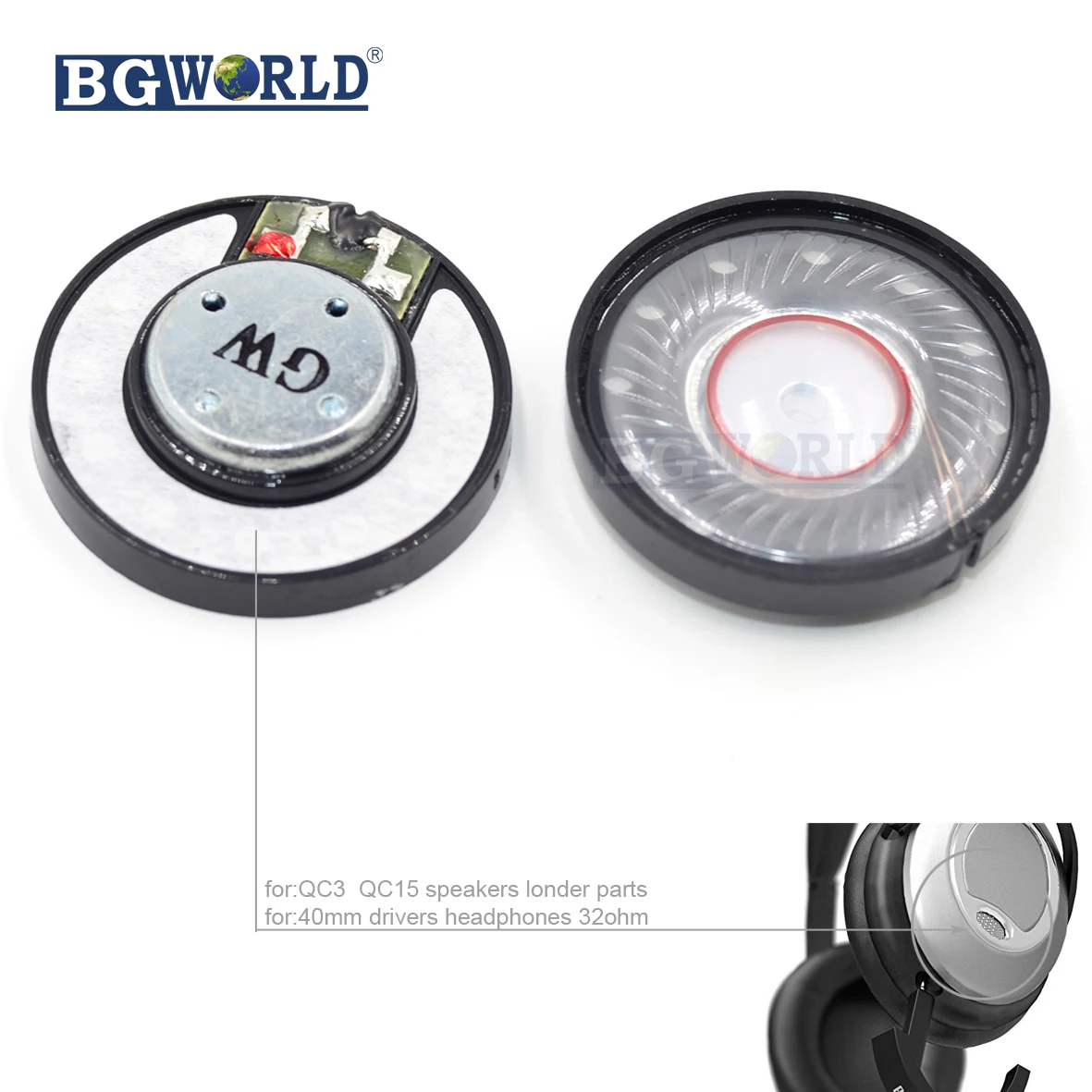 BGWORLD 2 шт. (1 пара) Сменные динамики для наушников Запасные части QC2 QC15 QC3 OE AE2 OE2