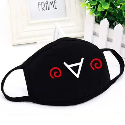 SJZ Fashion Unisex Cartoon Pattern Black Cotton Face Mask Cute 3D Print Half Face Mouth Muffle Masks Outdoor Cycling Mask A12D15 - Цвет: SJZ
