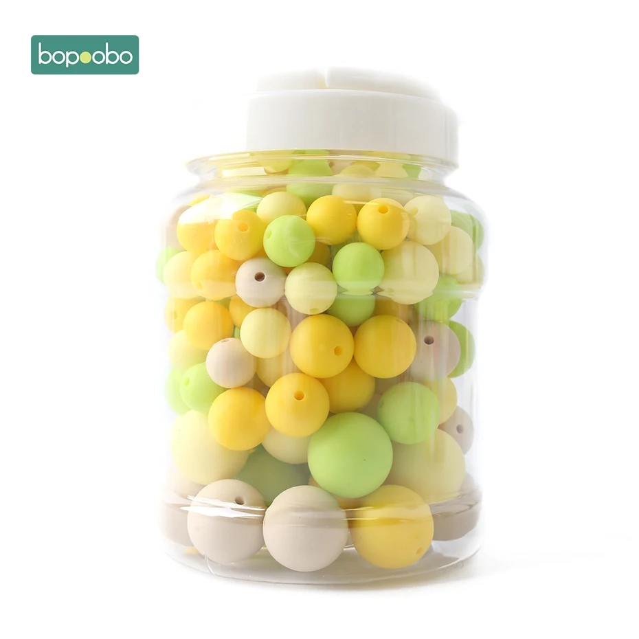 Bopobo, 200 шт, детский прорезыватель, силиконовый, жевательные бусины, карамельный цвет, набор, ожерелье без БФА, силиконовый, подарок для ребенка, силиконовый Прорезыватель - Цвет: Yellow Color