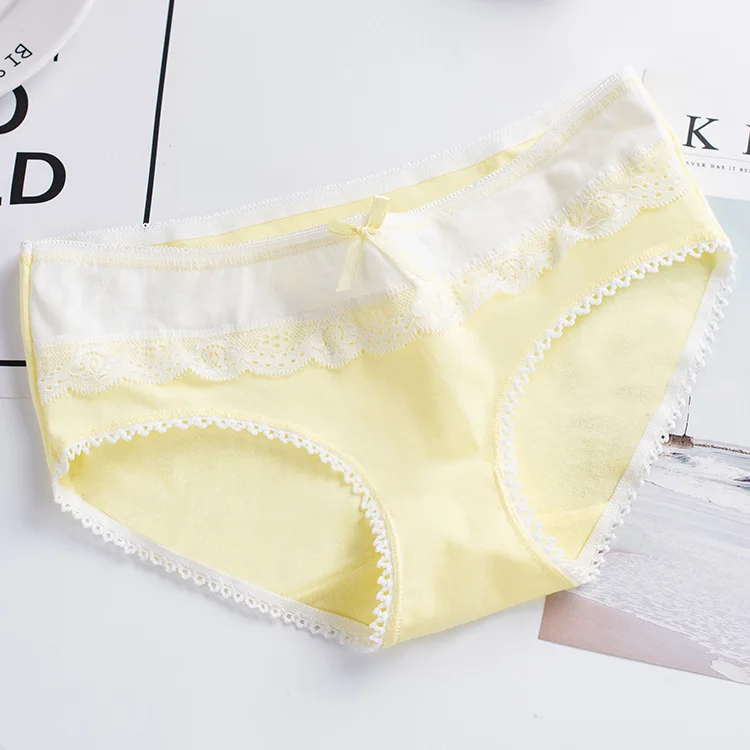 Light Yellow 6 шт., женское нижнее белье, женские хлопковые дышащие трусы ярких цветов, большие размеры, B809, женские модные трусики больших размеров - Цвет: Light Yellow