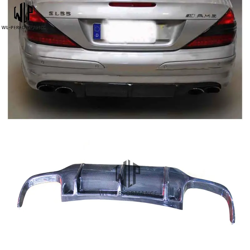 R230 карбоновое волокно задний бампер для губ диффузный спойлер хвост Mercedes Benz W216 SL63