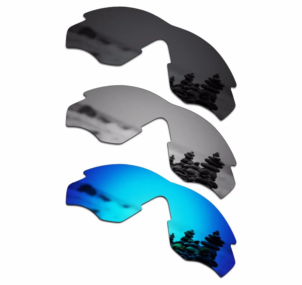 

SmartVLT 3 Pieces Polarized Sunglasses Replacement Lenses for Oakley M2 Frame Stealth Black and Silver Titanium and Ice Blue