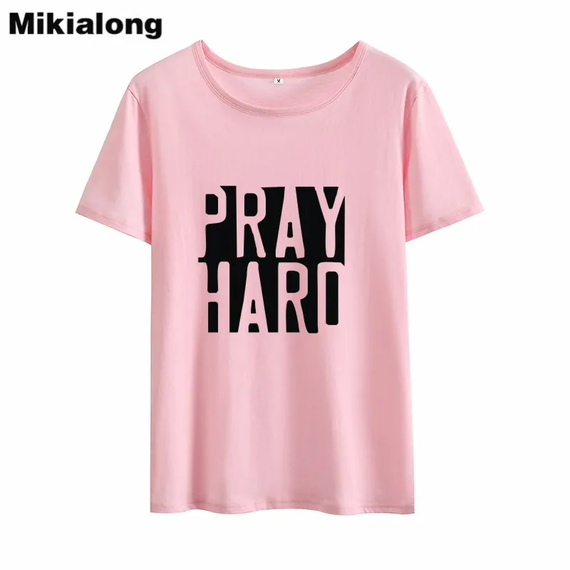 Mikialong Pray жесткая женская футболка в стиле Харадзюку 2018 свободная хлопковая