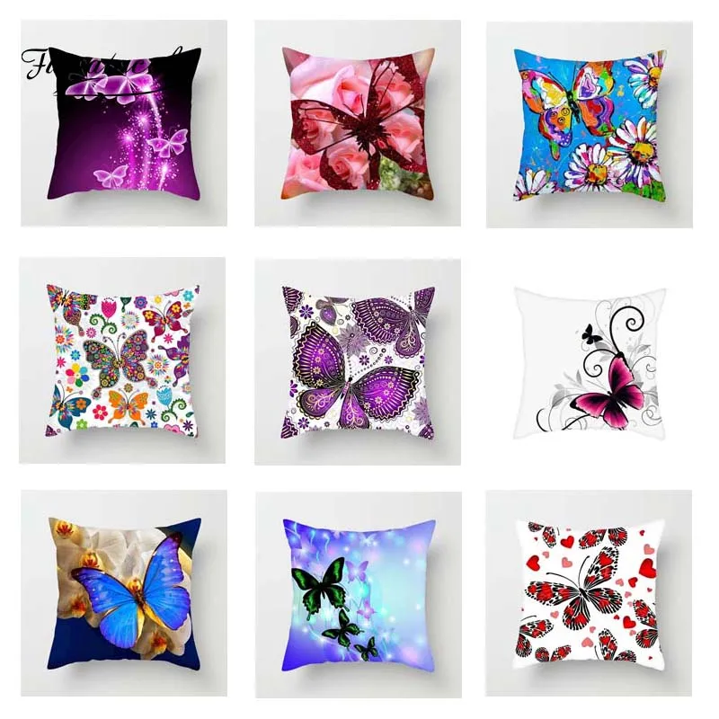 Fuwatacchi Multi Color Butterfly Cushion Cover Cute Soft Throw Pillow Cover Decorative Sofa Pillow Case Pillowcase