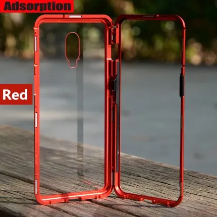 Clear Red Магнитный адсорбционный чехол для телефона OnePlus 6T One Plus 6T закаленное стекло задняя крышка металлический чехол s для Oneplus 6 One Plus 5T - Цвет: Clear Red