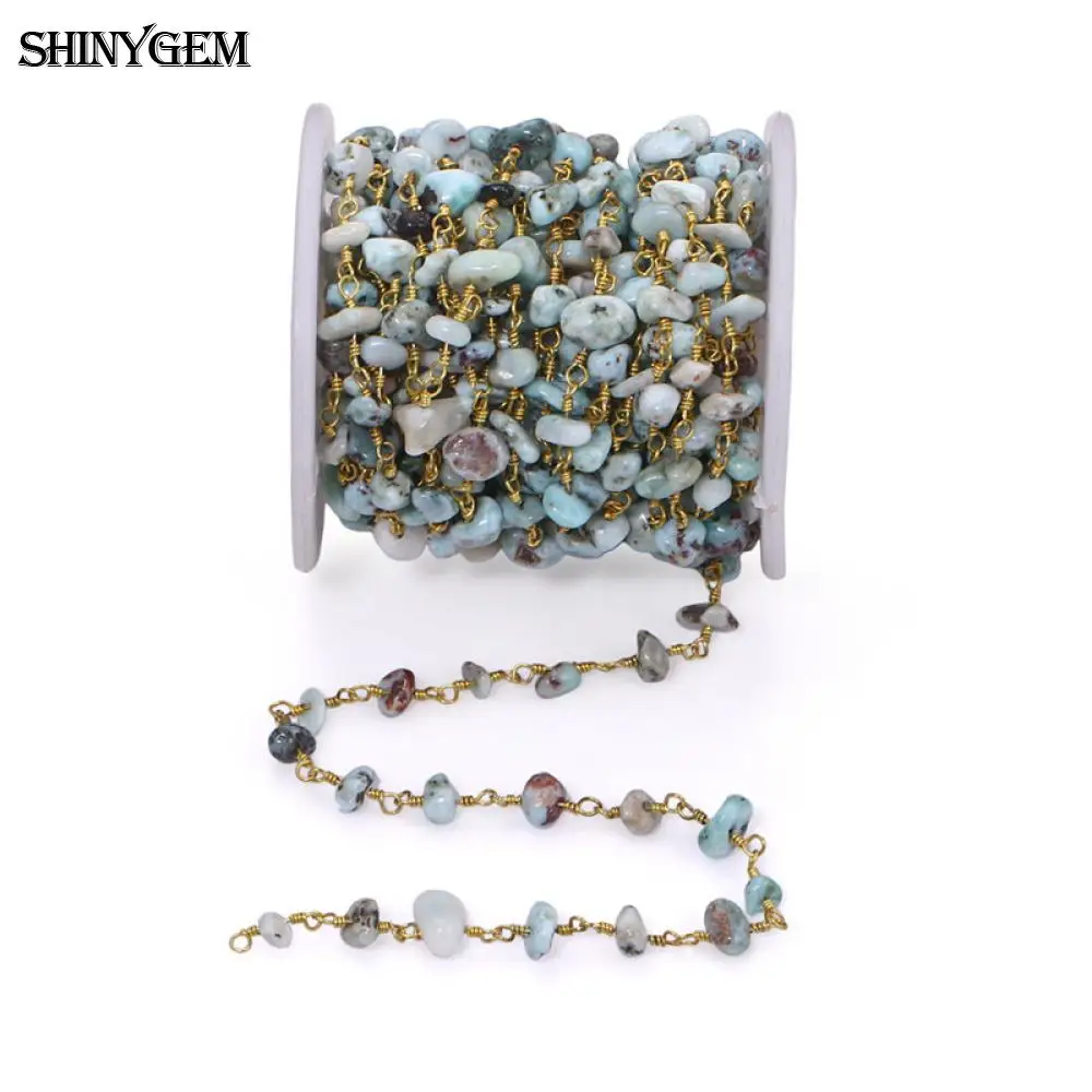 ShinyGem натуральный турмалин Стразы кусочки гальки четки бисера цепи золотое покрытие бисера цепь для изготовления ювелирных изделий 5 м/лот