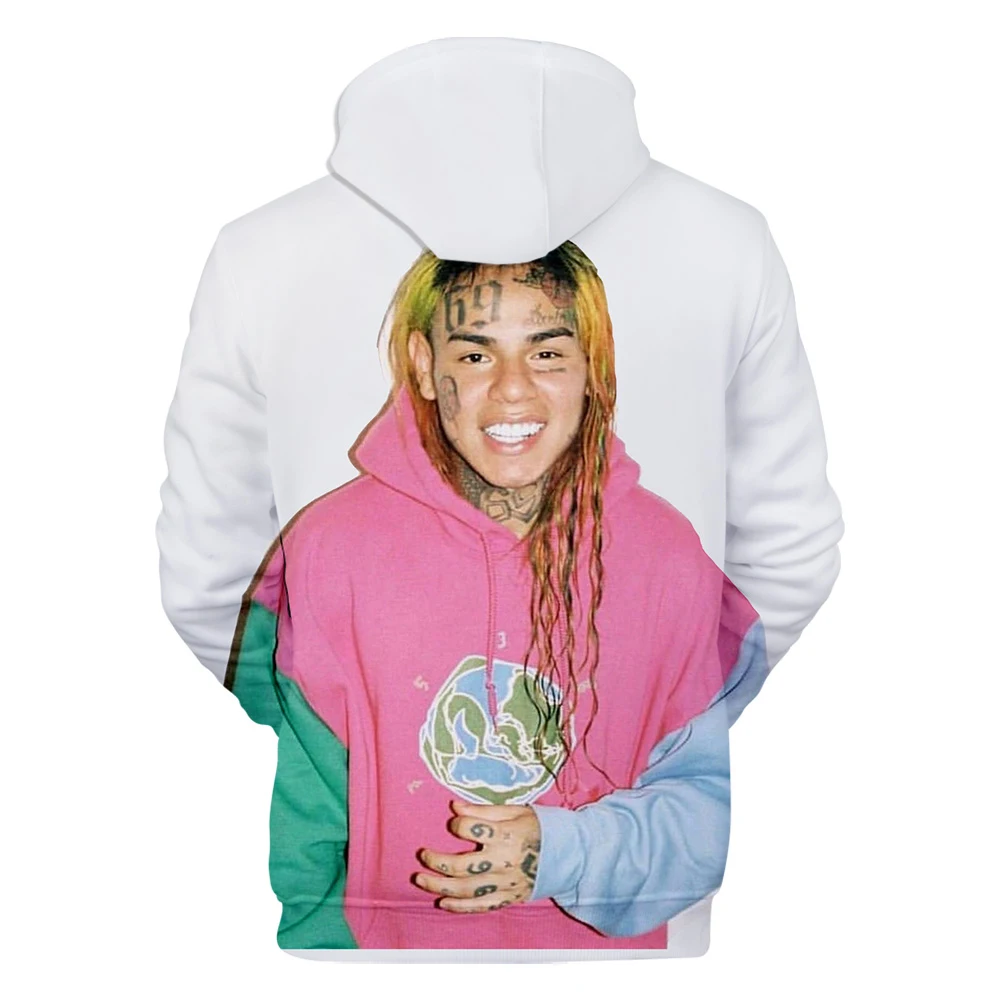 Новинка,, мужские толстовки с 3D принтом Rapper 6IX9INE, осенняя мода Harajuku, популярная худи с 3D принтом 6IX9INE, мужские толстовки