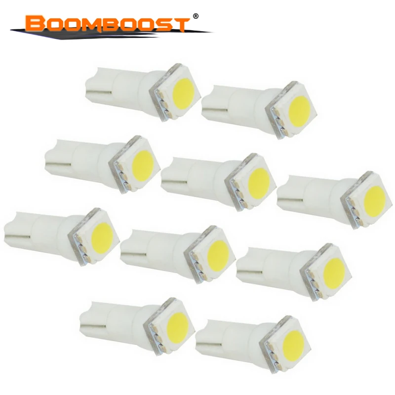 

[High Quality] 10pcs/Lot universal Car license plate Light T5 1SMD 5050 t5 5050 led Interior Bulbs Wedge Lamp car led t5