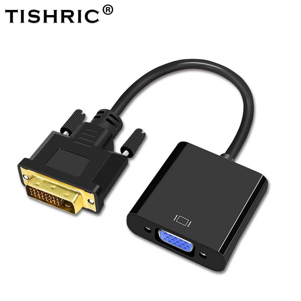 TISHRIC DVI TO VGA Adapter Cable Male To Female1080P Video Converter Adapter DVI 24+1 25Pin To 15 Pin VGA For PC TV Disaplay