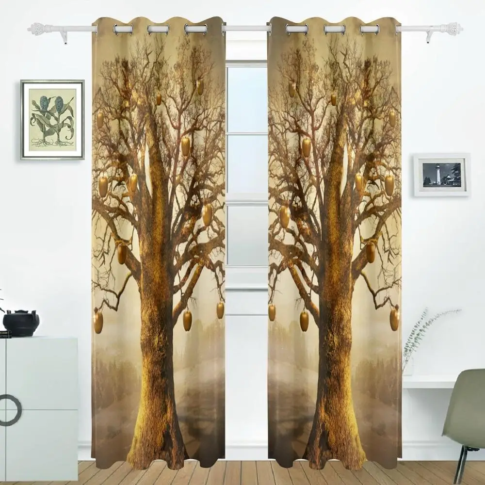 

Tree Of Life Curtains Drapes Panels Darkening Blackout Grommet Room Divider for Patio Window Sliding Glass Door 55x84 Inches