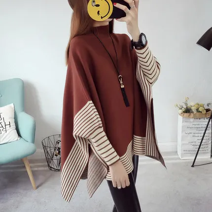 Женское зимнее пончо свободное с шалью теплая накидка большого размера 2019| |