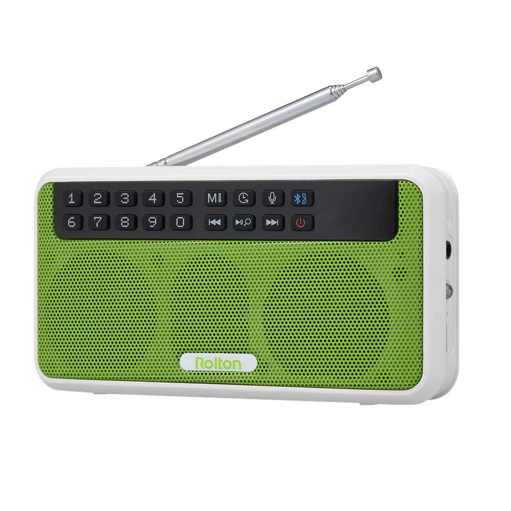 Зеленый Rolton E500 беспроводной Bluetooth динамик Портативный 6 Вт HiFi стерео TF музыкальный проигрыватель цифровой FM радио Светодиодный дисплей микрофон - Цвет: Зеленый