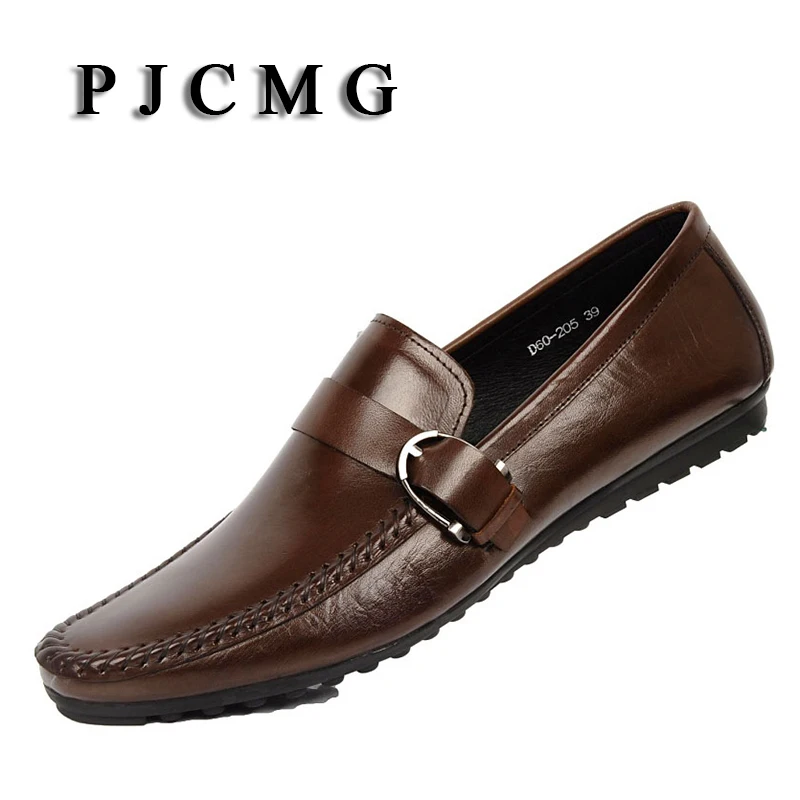PJCMG/Новинка; брендовые мокасины для мужчин; Повседневная дышащая мужская одежда из натуральной кожи; мужская повседневная обувь на плоской подошве в деловом стиле