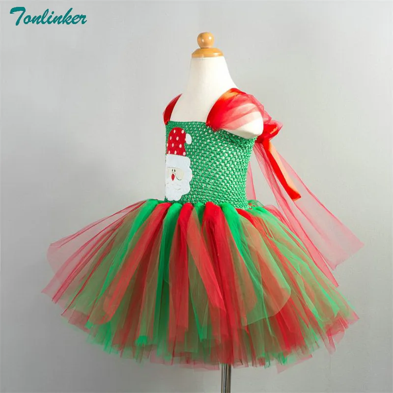 Girls Christmas Tutu Dress Kids Santa Bow Princess Costume New Year Red Mesh Costumes Halloween Birthday Party Dresses |