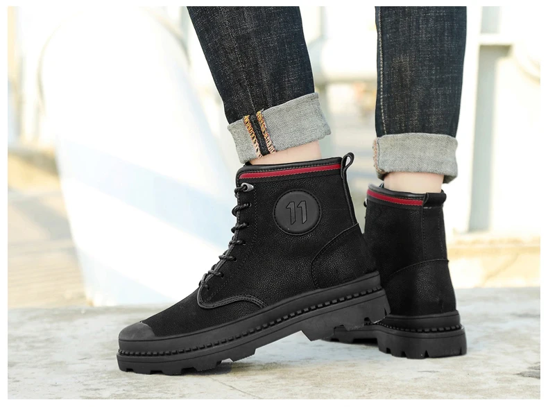 OZERSK New Hot Sale Men Work Shoes Autumn Genuine Leather Lace Up Boots Vintage Style Men Ankle Boots Luxury Casual Boots