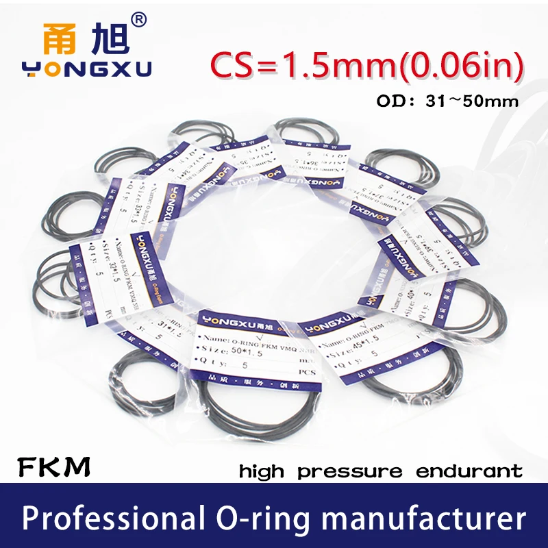 5 шт./лот Black FKM флюоровые резиновые уплотнительные кольца CS1.5mm