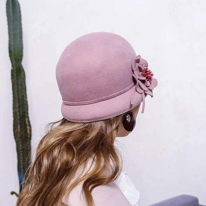 Fibonacci 2017 новая Женская шерстяная фетровая шляпа элегантные женские маленькие