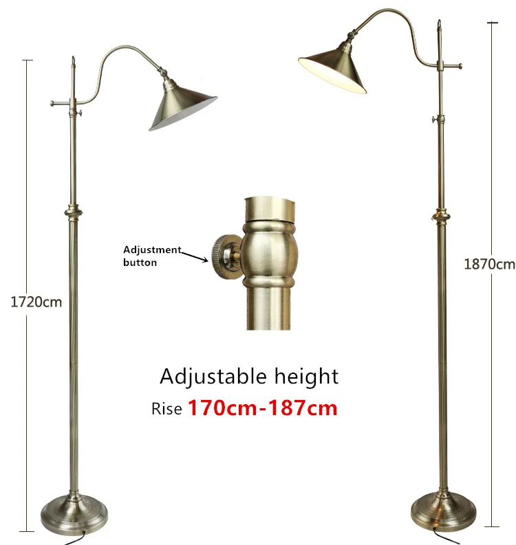

Nordic retro lamp Creative copper floor lamp Adjustable height 172-187 cm Decoration creative floor lamp