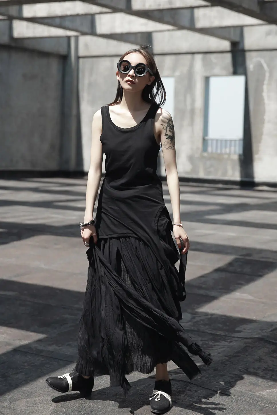 Женская длинная Плиссированная Юбка Cakucool льняная Асимметричная юбка нашивка из