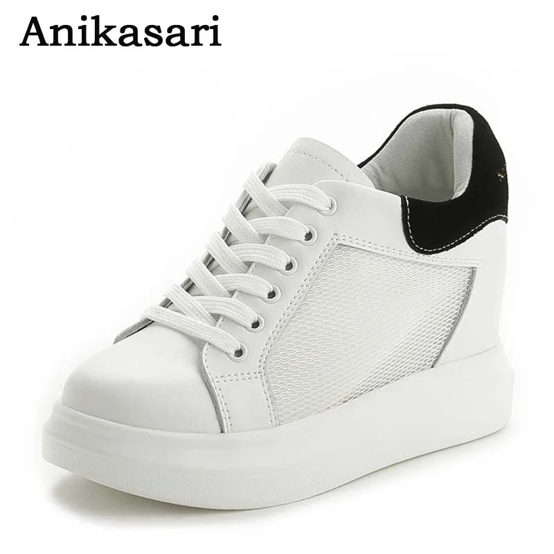 2017 г. женские кроссовки на высоком каблуке повседневная обувь из натуральной