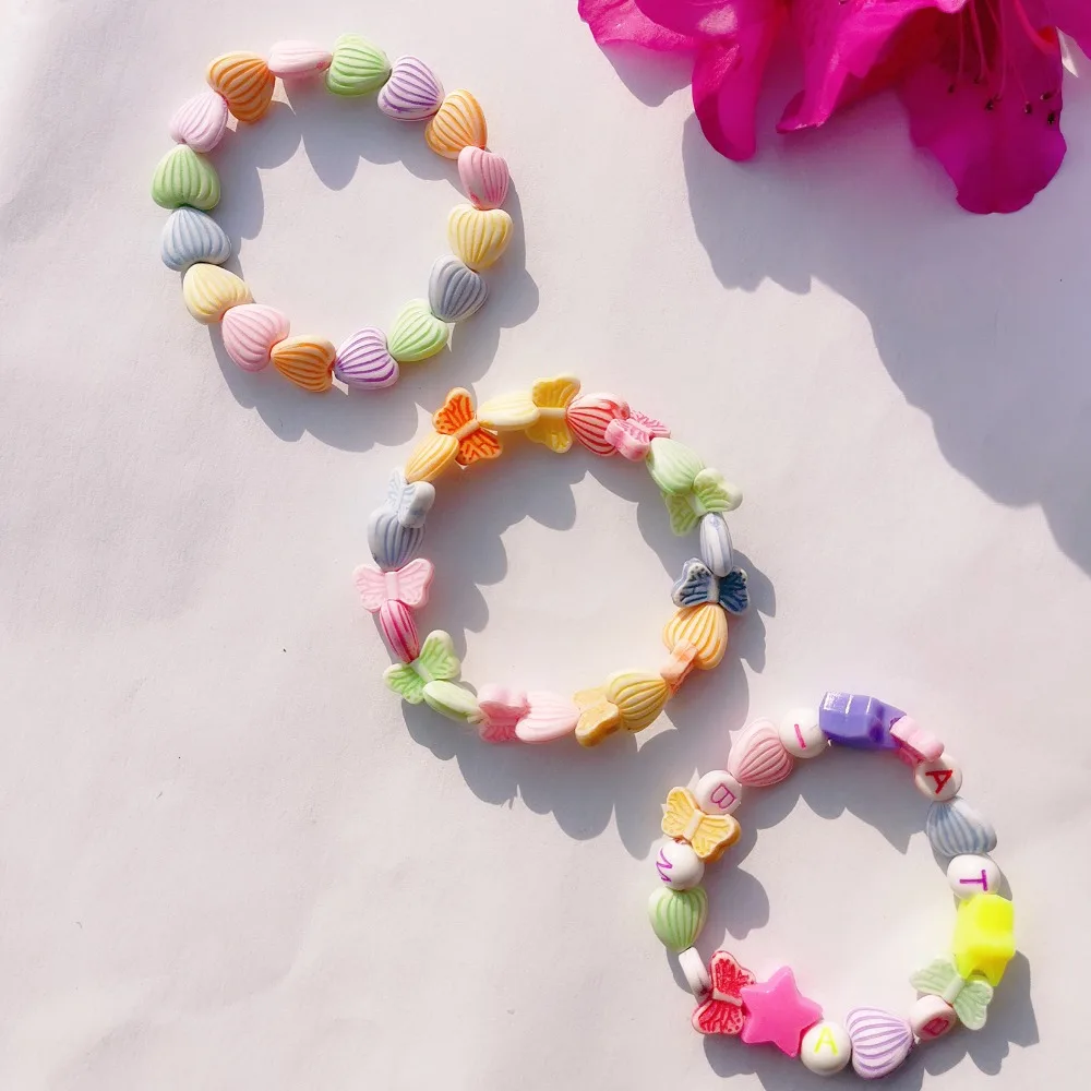 2019 Fashion Lovely Letter Bracelet For Child Children Gift Kid Jewelry Acrylic Candy Color Star Heart Bracelets | Украшения и