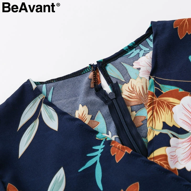 BeAvant зеленый цветочный принт boho Платье женское сексуальное с v-образным вырезом и