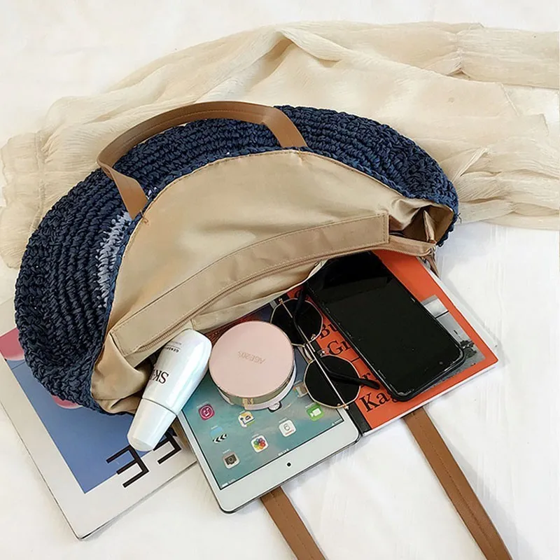 Плетеная пляжная сумка круглая женская через плечо соломенные сумки женские