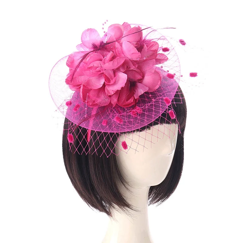 Ladies Royal Fascinators Wedding Races Sinamay Cocktail Fascinator Women Linen Feather Hat Party Fedora Cap