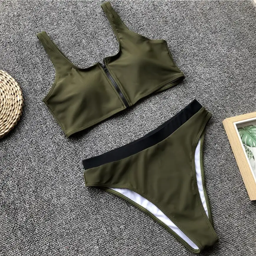 Пикантные спортивные стринги на молнии Бразильский бикини Новинка 2019 года