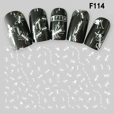 F114 White Самоклеющиеся наклейки для ногтей, серия F, 12*7,5 см, наклейки для ногтей с цветами, наклейки для дизайна ногтей, украшения для маникюра - Цвет: F114 White