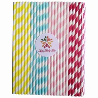 100pcs drinking striped paper straws mixlight blue baby pink red yellow stripecolored birthday party wedding shower holiday