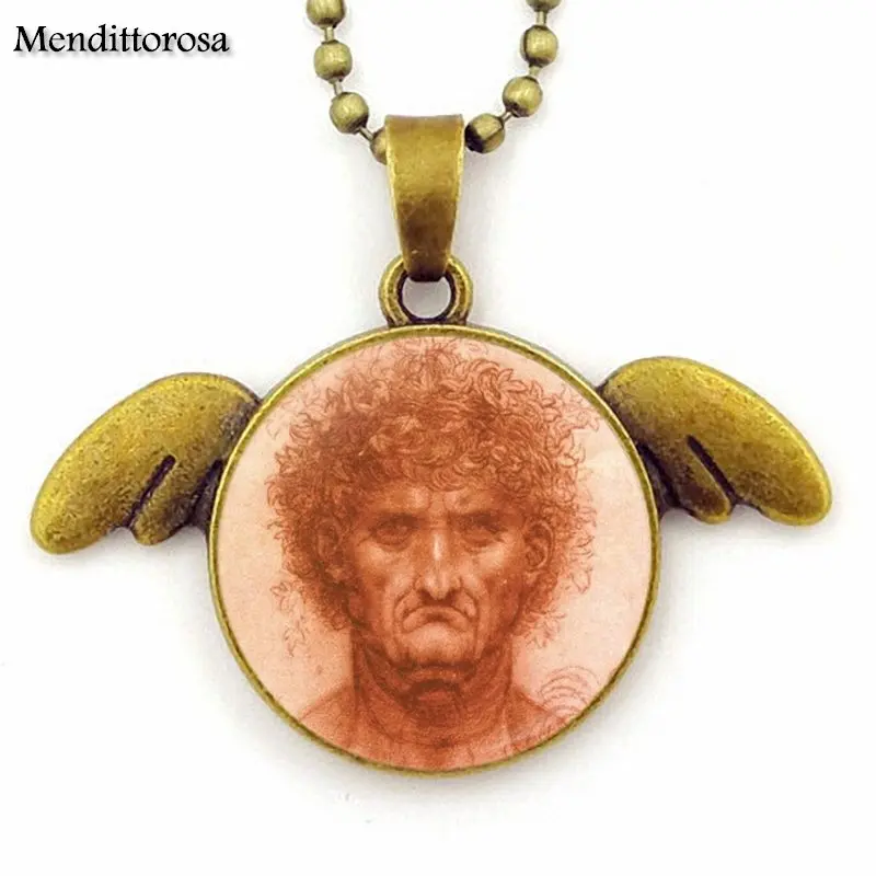 Для женщин бижутерия со стеклянными кабошонами колье длинное бронза с крыльями