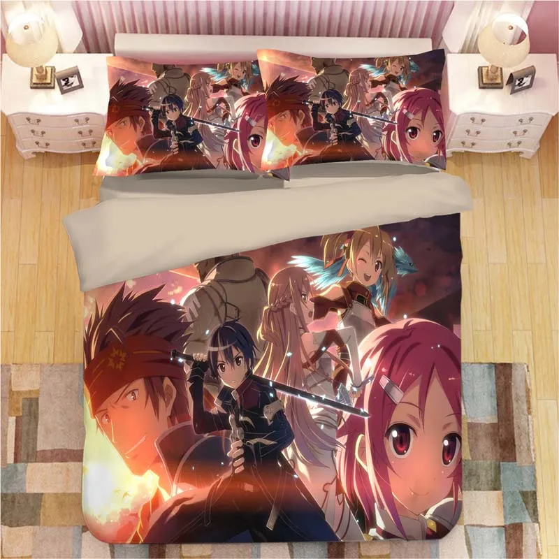 Sword Art интернет Комплект постельного белья пододеяльники наволочки аниме Sword Art интернет Кирито киригая одеяло комплект постельного белья s постельное белье - Цвет: 6