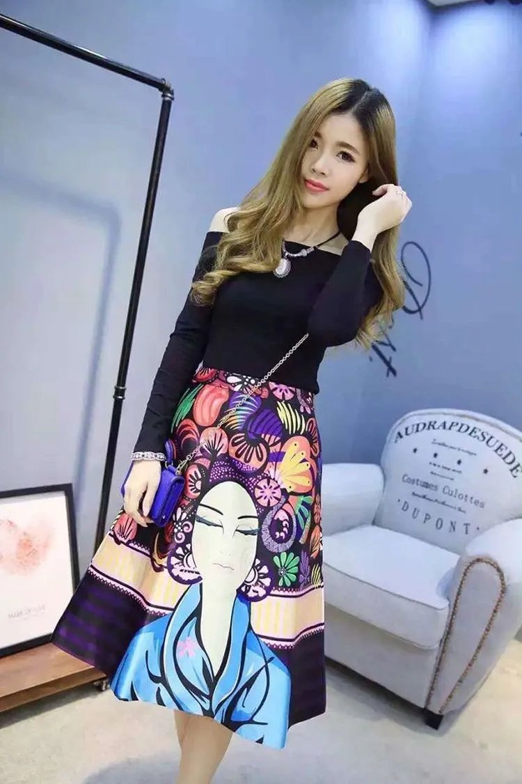 Женский комплект одежды высокого качества с воротником-лодочкой и разноцветной