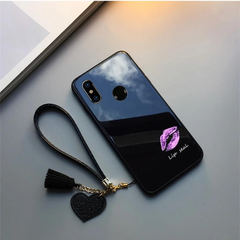 Чехол из закаленного стекла для Xiaomi Redmi Note 8 7 6 5 Pro жесткий чехол с красными губами