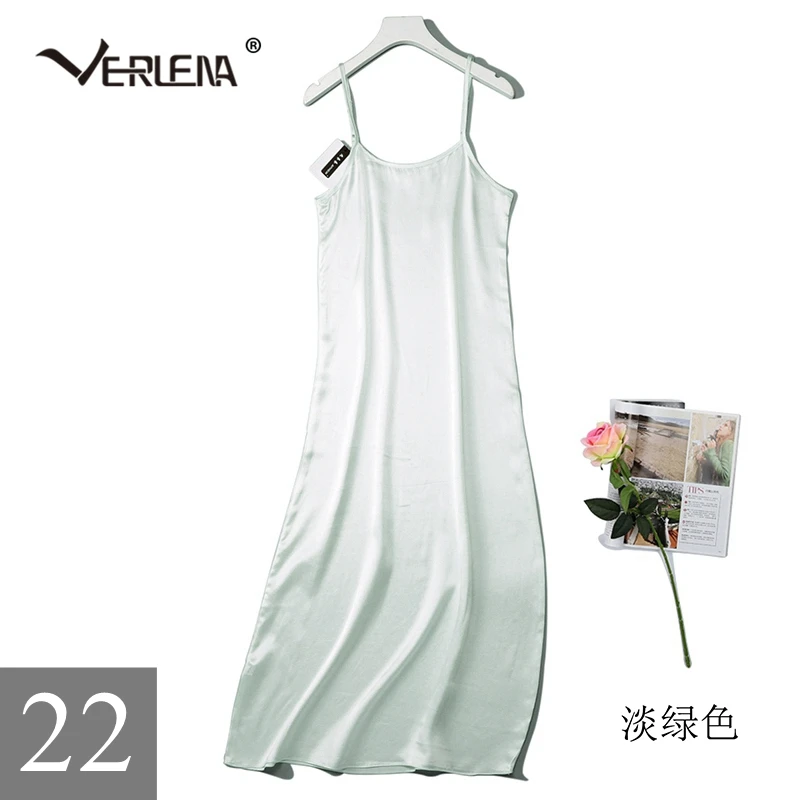Light Green Verlena повседневное однотонное Элегантное летнее платье из натурального шелка для женщин элегантный квадратный вырез нормкор Strappy прямое длинное платье - Цвет: Light Green