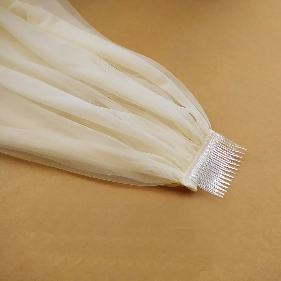 Elegant White veiling Two Layers Veils Soft Tulle Short Bride Veil Ivory 75cm Long Veil For Wedding Accessories With Comb