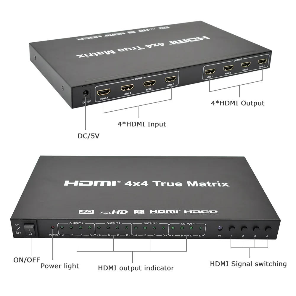ThundeaL HDMI Matrix 4x4 HD 4K 2K HDMI переключатель разветвитель 4 входа 4 выхода 3D 1080P 60Hz True Matrix конвертер адаптер+ пульт дистанционного управления