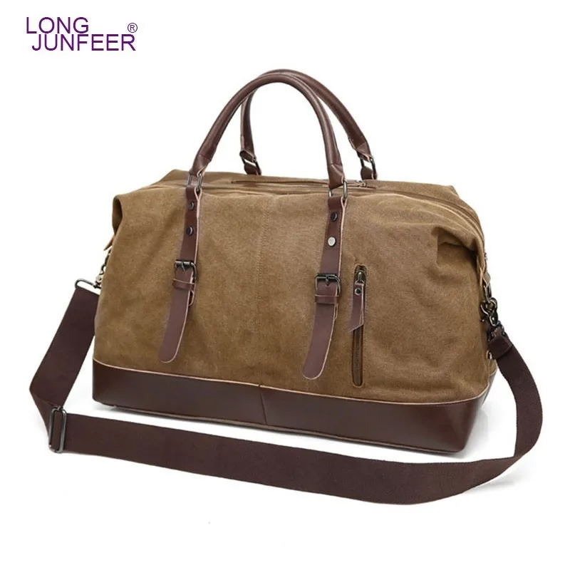 

Canvas Leather Men Travel Bags Carry on Luggage Bag Men Travel Bags Travel Tote Large Weekend Bag Overnight Male Handbag ZL076