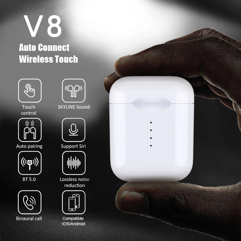 V8 TWS беспроводные наушники Bluetooth 5 0 гарнитура с микрофоном для IPhone Android PK I9s I10 I11 I20