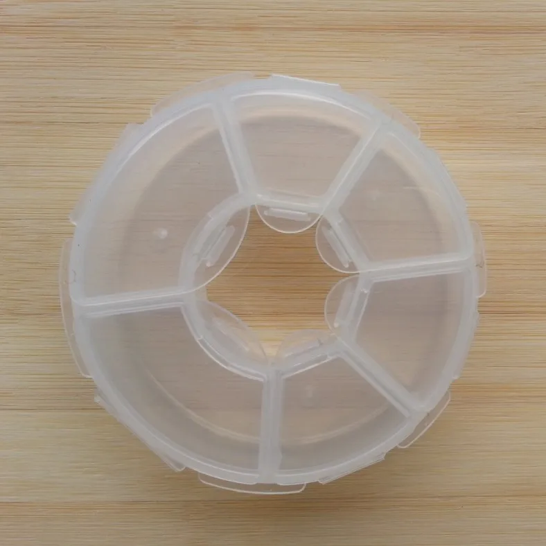 Mini 6 Grids Compartment Nail Art Rhinestone Gems Plastic Box Round Storage Case Jewelry Bead Organizer pill box | Дом и сад