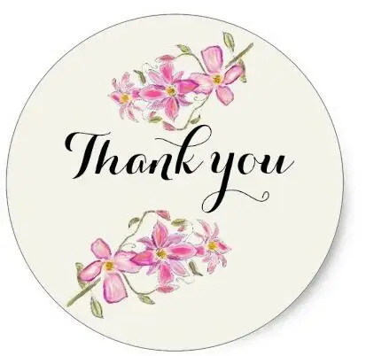

1.5inch Pink Floral Thank You Stickers