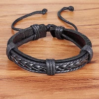 tyo wholesale bracelets new fashion charm leather bangle mens bracelets popular boys diy bandage strand handmade weave bracelet