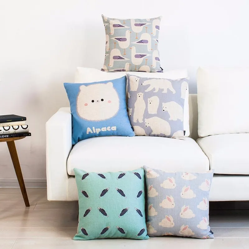 Модный хлопковый льняной чехол для подушки с изображением животных кролика