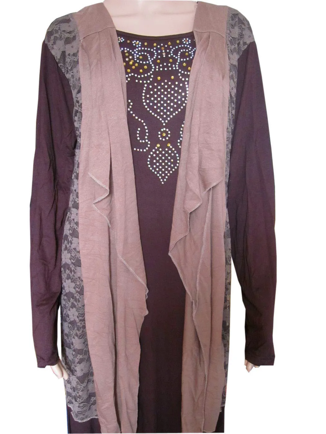 Распродажа Arabia Muslin длинный халат с длинными рукавами ABAYA темно-синий коричневый